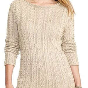 Lauren Ralph Lauren Cable Knit Sweater Women’s M Rolled‎ Neck Old Money Heritage